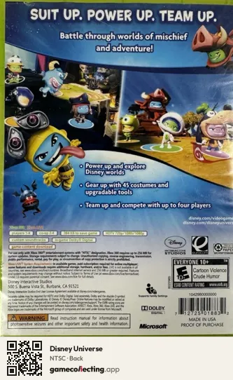 Disney Universe Xbox 360, NTSC box back