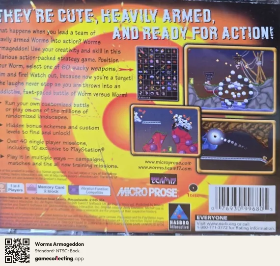 Worms Armageddon PlayStation, NTSC box back
