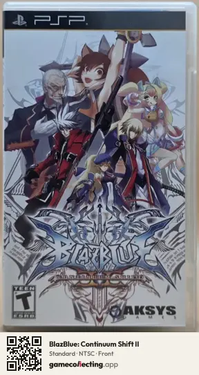 BlazBlue: Continuum Shift II PlayStation Portable, NTSC box front