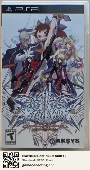BlazBlue: Continuum Shift II PlayStation Portable, NTSC box front
