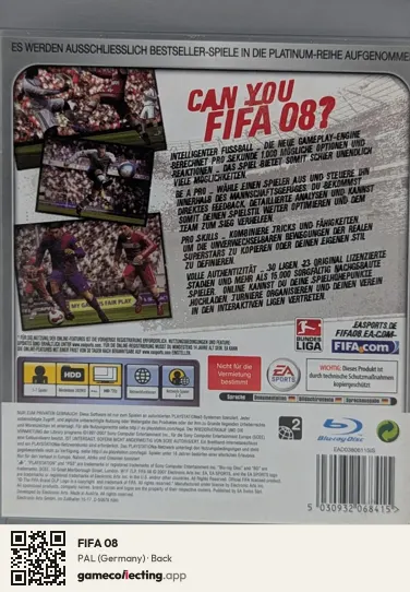 FIFA 08 PlayStation 3, Germany box back