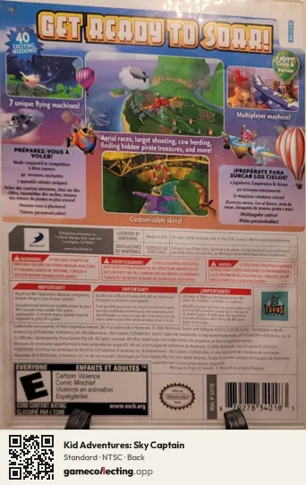 Kid Adventures: Sky Captain Nintendo Wii, NTSC box back