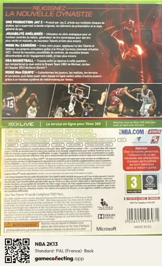 NBA 2K13 Xbox 360, France box back