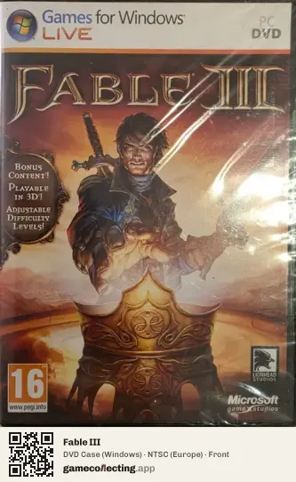 Fable III Computer, Europe box front