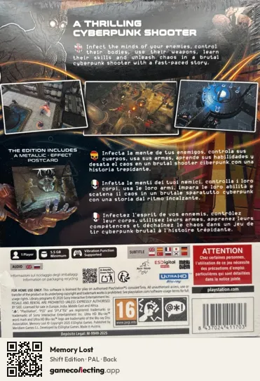 Memory Lost PlayStation 5, PAL box back