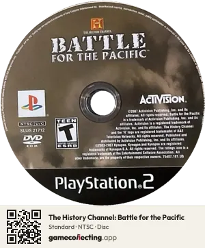 The History Channel: Battle for the Pacific PlayStation 2, NTSC disc