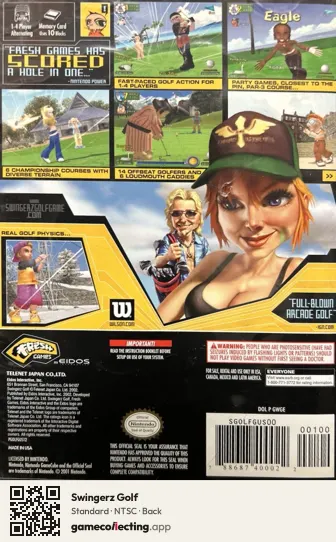 Swingerz Golf Nintendo GameCube, NTSC box back