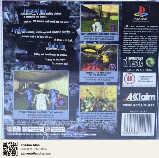 Shadow Man PlayStation, PAL box back