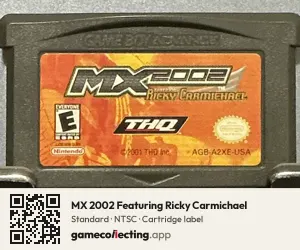 MX 2002 Featuring Ricky Carmichael Game Boy Advance, NTSC cartridge label
