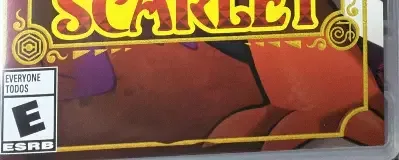 Pokémon Scarlet, the ESRB box on its front