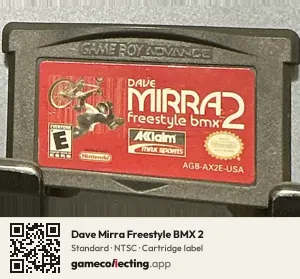 Dave Mirra Freestyle BMX 2 Game Boy Advance, NTSC cartridge label