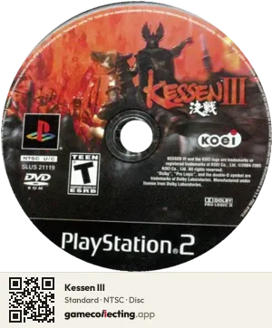 Kessen III PlayStation 2, NTSC disc