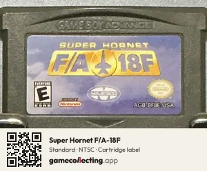 Super Hornet F/A-18F Game Boy Advance, NTSC cartridge label