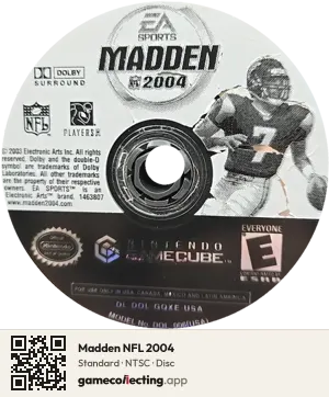 Madden NFL 2004 Nintendo GameCube, NTSC disc