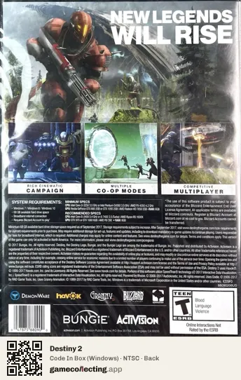 Destiny 2 Computer, NTSC box back