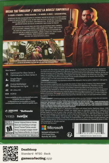 Deathloop Xbox Series X, NTSC box back