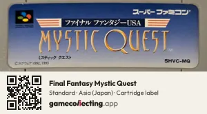 Final Fantasy Mystic Quest Super Nintendo Entertainment System, Asia cartridge label