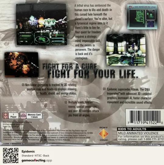 Epidemic PlayStation, NTSC box back