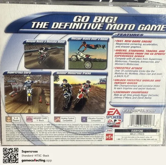 Supercross PlayStation, NTSC box back