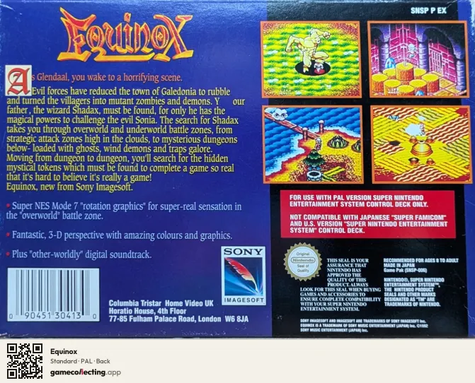 Equinox Super Nintendo Entertainment System, PAL box back