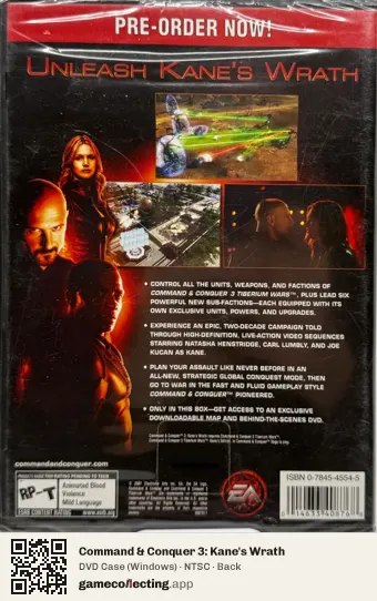Command & Conquer 3: Kane's Wrath Computer, NTSC box back