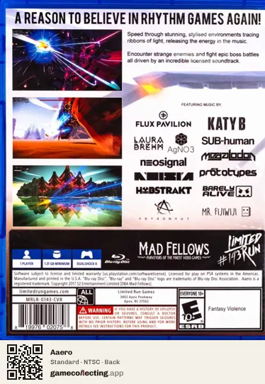 Aaero PlayStation 4, NTSC box back