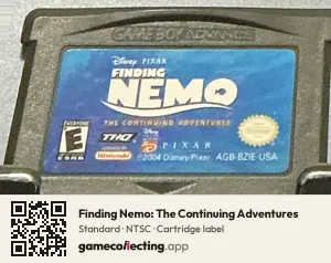 Finding Nemo: The Continuing Adventures Game Boy Advance, NTSC cartridge label