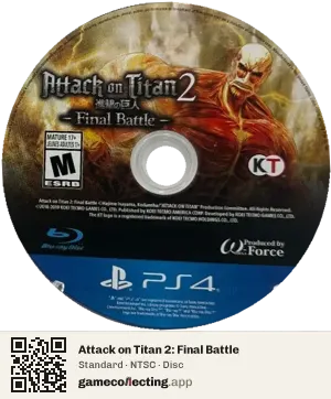Attack on Titan 2: Final Battle PlayStation 4, NTSC disc