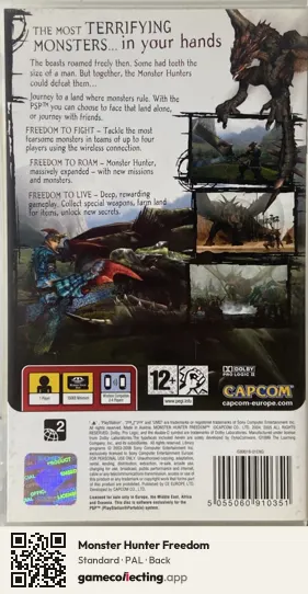 Monster Hunter Freedom PlayStation Portable, PAL box back