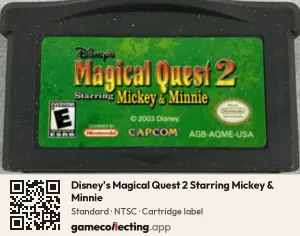 Disney's Magical Quest 2 Starring Mickey & Minnie Game Boy Advance, NTSC cartridge label