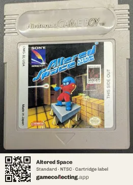 Altered Space Game Boy, NTSC cartridge label