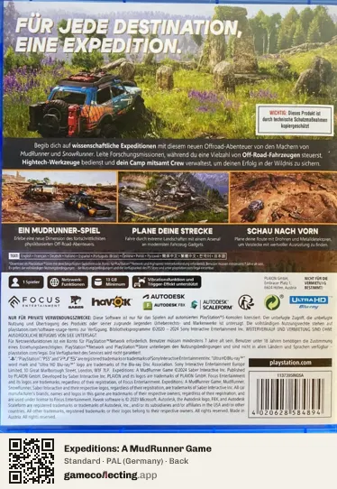 Expeditions: A MudRunner Game PlayStation 5, Germany box back