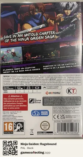 Ninja Gaiden: Ragebound Nintendo Switch, PAL box back