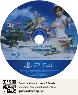 Dead or Alive Xtreme 3 Scarlet PlayStation 4, Asia disc
