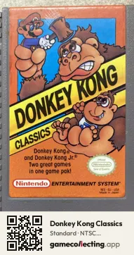 Donkey Kong Classics Nintendo Entertainment System, NTSC cartridge label