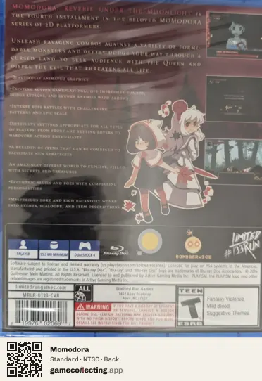 Momodora PlayStation 4, NTSC box back