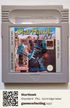 StarHawk Game Boy, PAL cartridge label