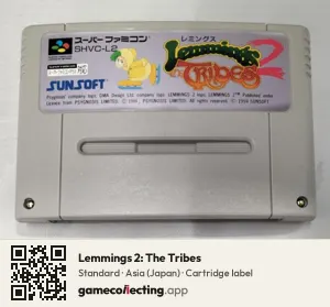 Lemmings 2: The Tribes Super Nintendo Entertainment System, Asia cartridge label