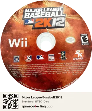 Major League Baseball 2K12 Nintendo Wii, NTSC disc