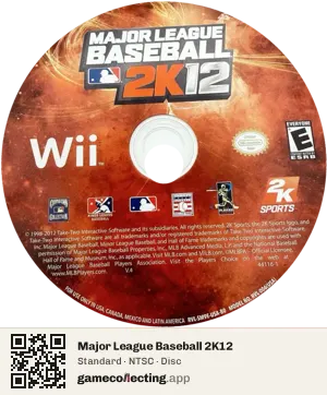Major League Baseball 2K12 Nintendo Wii, NTSC disc