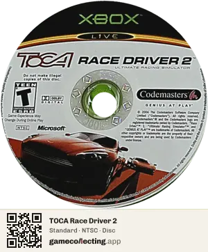 TOCA Race Driver 2 Xbox, NTSC disc