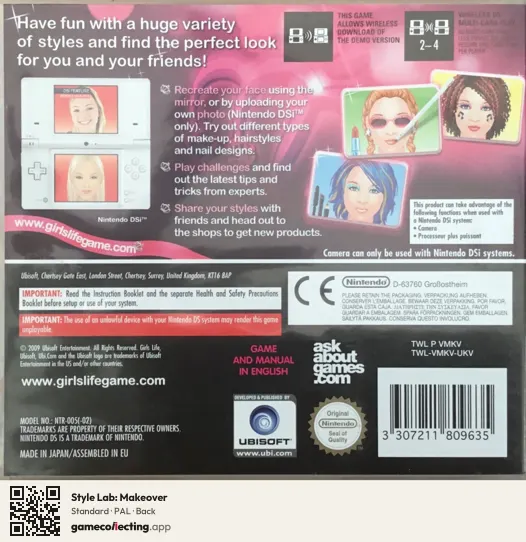 Style Lab: Makeover Nintendo DS, PAL box back