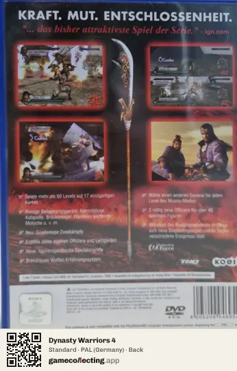 Dynasty Warriors 4 PlayStation 2, Germany box back