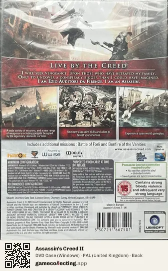 Assassin's Creed II Computer, United Kingdom box back