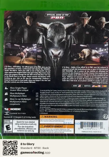 8 to Glory Xbox One, NTSC box back