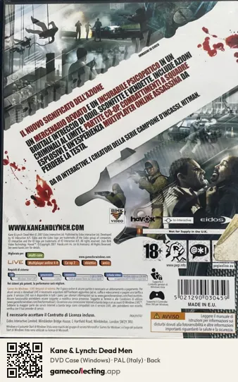 Kane & Lynch: Dead Men Computer, Italy box back