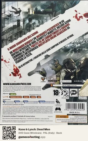 Kane & Lynch: Dead Men Computer, Italy box back