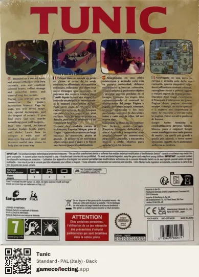 Tunic Nintendo Switch, Italy box back