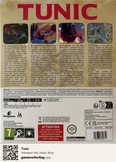 Tunic Nintendo Switch, Italy box back