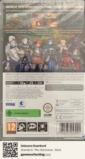 Unicorn Overlord Nintendo Switch, Germany box back